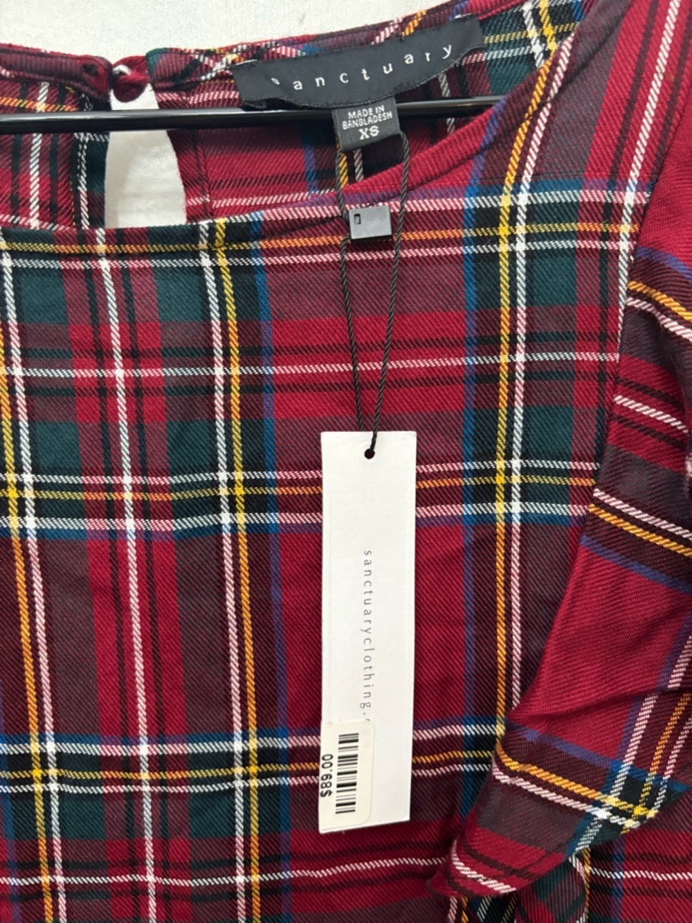 Sanctuary Red Plaid Ruffle Long-Sleeve Blouse - Picture 3 of 9